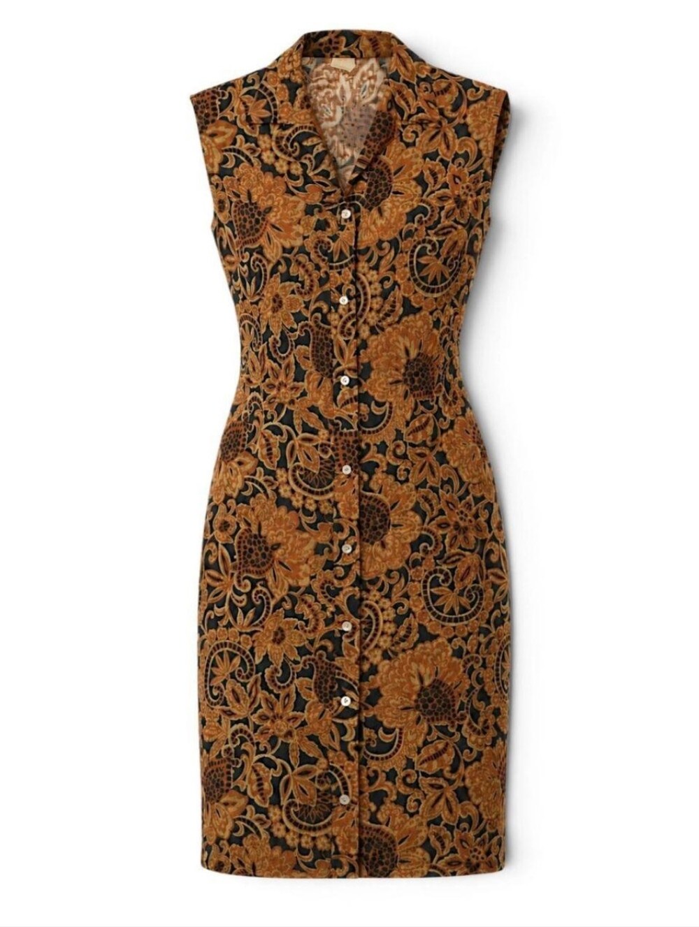 70s Floral Shirt Dress M/L 32 Waist Textured Midi